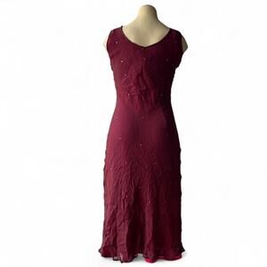Burgundy red beaded maxi dress